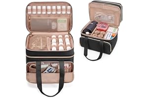 Yarwo Mallette Infirmière Libérale à Double Couche, Trousse de Secours avec Rangement pour Médicaments, Sac Médical Noir