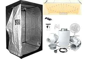 SUPACROP Growbox Komplettset LED 100W / 150W Growzelt Vollspektrum Indoor Kit 60 x 60 x 140 cm / 80 x 80 x 160 cm mit Aktivkohlefilter Abluft und Ventilator