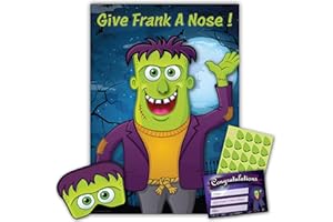 TAYLISE Halloween Party Game – GIVE FRANK A NOSE – 30 Player – Blindfold, Winner Certificate and XL Poster Included for Halloween Party, Halloween Decoration, Halloween Party Supplies, Halloween Games