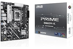 ASUS PRIME B860M-K, Scheda Madre Intel mATX, 6+1+1+1 Fasi di Alimentazione, Slot DDR5, PCIe 4.0, 2 Slot M.2, Ethernet Realtek 2.5 GB, DisplayPort, HDMI, USB-A 10 Gbps, USB-C 5 Gbps, Nera