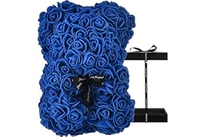 NWSX Orso Rosa - Orsacchiotto Rosa su Ogni Orso Rosa - Orso Floreale Perfetto per l'anniversario, Madri - Confezione Regalo Trasparente Inclusa! Alto 10 Pollici - Oltre 300+ Fiori (10in, Royal Blue)