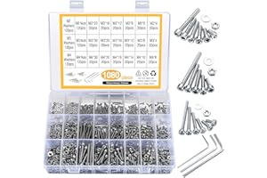 BAYIDUN Hex Socket Head Cap Screws, 1080pcs M2 M3 M4 Stainless Steel Bolts and Nuts with Washers, Machine Thread Assortment Kit for DIY & Repair