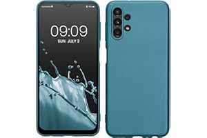 kwmobile Funda para Samsung Galaxy A13 4G Carcasa - Case TPU y Silicona Ultrafino - Antigolpes con Bordes elevados - Apto Carga inalámbrica - Azul metálico