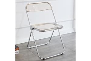 KAIHAOWIN Sedie Pieghevoli in Acrilico, Sedia Pieghevole Moderna di Lusso, Trasparente Sedia con Struttura Cromata, Impilabile Sedia Pieghevole in Plastica per Soggiorno, Salotti, Giallo