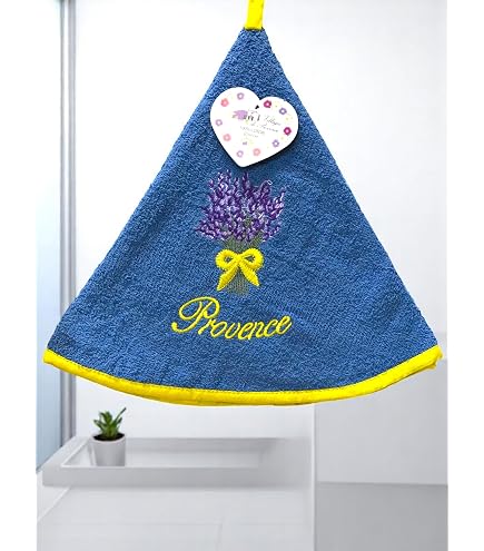 Rundes Handtuch Mit Clip – 100% Baumwolle, 65 Cm Durchmesser, Gesticktes Grau, Für Küche & Bad