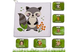 Bada Bing Zestaw 6 magicznych ręczników z zawieszką - leśne zwierzęta leśne - bawełniane myjki - magiczny ręcznik dla dzieci ok. 30 x 30 cm 6-krotny s. prezent dla gości urodziny dziecka prezent