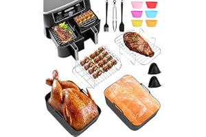 Zofory Akcesoria do frytkownicy na gorące powietrze, 15-częściowy zestaw akcesoriów do frytkownicy Airfryer do AF300EU, AF400EU, AF451EU 7,6L-9,5 l i innych podwójnych stref / podwójnych frytkownic