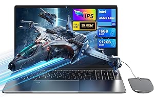 DREAMFYRE Ordinateurs Portables 16 Go RAM, 512 Go SSD PC Portable 16“ 2,5K, processeur Quad-Core N95 (jusqu'à 3,4 GHz), , WiFi, Bluetooth 4.2, USB 3.0x2, Lecteur de Carte TFx1, HDMIx1, Prise Audio x1, Type-Cx1