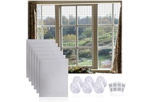 May Huang 6 sztuk moskitiery okienne przeciw owadom, regulowane DIY ekran okienny, 130 x 150 cm moskitiera na rzep z 6 taśmą samoprzylepną (biała)