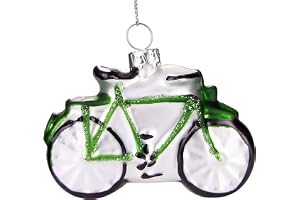 BRUBAKER Cykelgrön - Handmålad Julboll i Glas - Handblåst Julgransdekorationer Figurer Roliga Dekorativa Hängen Trädboll - 7