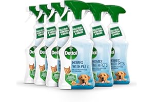 Dettol Homes With Pets Anibacterial Spray, Fresh Breeze, Multipack Of 6 X 750ml, Total 4.5L, Cat Urine Odour Remover, Dog Spray, Pet Odour Eliminator, Pet Stain And Odour Remover, Antibacterial