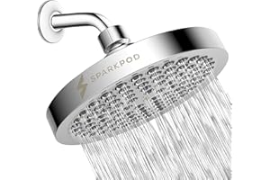 SparkPod Stała głowica prysznicowa - deszcz pod wysokim ciśnieniem - luksusowy nowoczesny wygląd chromowany - łatwa instalacja bez użycia narzędzi - idealny regulowany zamiennik do głowic