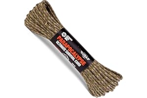 Atwood Rope MFG Parapocalypse Paracord/Parachute Cord 7-Strand Core with Fire Starter Waxed Jute, 10lb Mono Fishing Line, Dyna-x, and Yellow Kevlar Cord 625lb Test