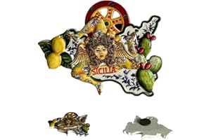GMM Magnete Decorativo Siciliano, Souvenir, Idea regalo, da Collezione, x Casa_Cucina e Ufficio, Decorazione, x Frigorifero e/o Lavagne (Sìcilia)