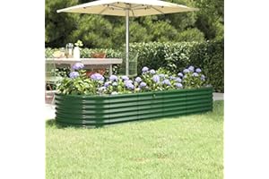 Susany Garden Planter Metal Raised Bed Garden Outdoor Balcony Planter Raised Garden Bed Powder-coated Steel 224x80x36 cm Green