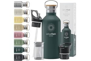 BEMAXX Stainless Steel Water Bottle with Straw, Infuser & 3 Lids: 1 & 0,5L Leak-Proof Vacuum Insulated ACTIVE FLASK Drinking Bottles Hot Cold: Double Walled Outdoor Drink Thermo Mug Tea Coffee Sport Gym Bike