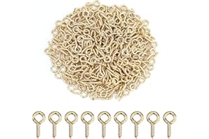 AMANDELIZABE 330 viti a occhiello piccole da 10 mm, con filettatura in legno, gancio a vite in acciaio inox, per la creazione di gioielli, fai da te, artigianato, legno, mobili (oro)