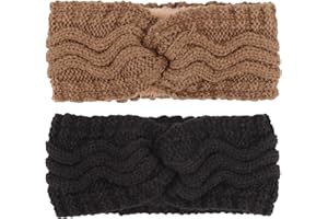 DRESHOW Femmes Chaud Tricoté Bandeau Hiver Oreille Plus Chaud Crochet Tête Enveloppe épais Polaire Doublure Cheveux Bandes pour Femme