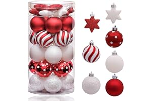 ‎VICTOR'S WORKSHOP Victor's Workshop Weihnachtskugeln 35tlg. 5cm Plastik Christbaumkugeln Set, Weihnachtsbaumschmuck Dekoration Christbaumschmuck für Feierlichkeiten, Haus Dekoration Oh Hirsch Thema Rot Weiss