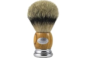Hans Baier Exclusive Brocha de Afeitar (pelo de tejón punta de plata – Mango Real Madera de Olivo tamaño 3, 124 g