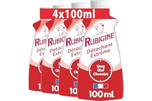 RUBGINE IDEAL - Rubigine, Détachant Sang Oeuf Chocolat, 100 ml - lot de 4 - Détachant Extrême, Efficace sur Tous les Textiles Lavables, Préserve la Fibre des Textiles - Fabrication Française