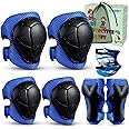 Kids Kneepads and Elbow Pads Protective Gear Set Knee Pads with Wrist Guards for 3-8 Years Kids Toddlers Youth Boys Girls, Rollerblading Skateboard Skating Cycling Bike Sports, 6 in 1, Blue with Black