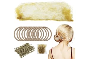 Blont hår nätset med 40 Bobby-nålar och 12 band – elastiskt kantnät för bullar, guld U-formade stift för balettdansare, sjuks