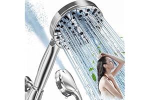 Howhio Shower Head High Pressure, Filter Shower Head and Hose 10 Spray Settings Water Saving Pressure Boosting Showerhead Universal Shower Head Silver