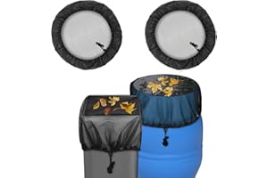 ABOHU Water Butt Net Rain Barrel Cover, 2 Pcs Mesh Cover for Rain Barrels, 60 cm Adjustable Rain Butt net with Drawstring,Tank Rain Mesh Cover for Garden Rain Buckets Keeps Mosquitos and Debris Out