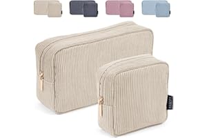 MAGEFY Kosmetiktasche Kleine Make up Tasche für Handtasche, Cord Schminktasche Damen mit Fächern Reise Makeup Tasche für Frauen