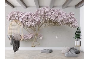 SILK ROAD EU Papier Peint Panoramique 3D Soie, 356 × 250cm, Sakura Rose, Largeur max 7m, pour Salon Chambre restaurant Chambre d’enfants Décoration Murale