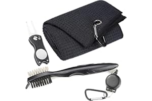 Mile High Life Toalla de Golf de Microfibra con Cepillo Limpiador/Herramienta Plegable