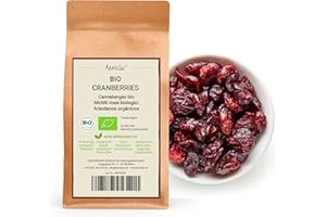 Kamelur BIO canneberge séchée, aromatiques sans sucre ajouté et non sulfurées, à la douceur naturelle du jus de pomme, issues de l'agriculture biologique certifiée 1 kg (Lot de 1)