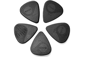 WINGO Lot de 5 médiators avec grip estampé, antidérapants (073, 088, 1,0, 1,25, 1,5 mm) pour guitare électrique acoustique et basse, couleur noire.