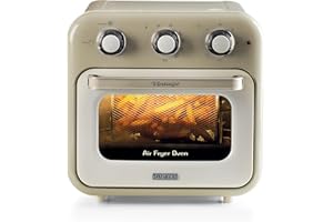 Ariete 4632 Friggitrice ad aria e forno Vintage, 1400W, 2in1, Capacità 16L, Accessori inclusi, Timer 60 minuti, Doppio vetro, Beige