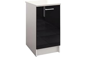 BERLIOZ CREATIONS PRIMA PG4BPN Unterschrank für Küche mit Arbeitsplatte, 1 Dekortür in glänzendem Schwarz, 40 x 60 x 85 cm, 100 Prozent französische Herstellung