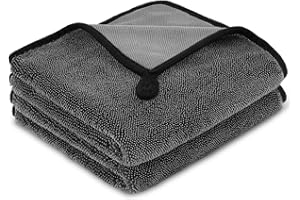 URAQT 2 Pezzi Panno Microfibra Per Pulizia Auto, 40cm * 40cm Professionale Super Assorbenti Morbidi Panno Asciugatura, per Doccia, per Rimuovere l'acqua in Auto, Vetri e Bagno