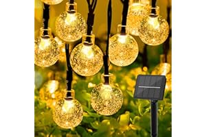Gcstnn Guirlande Lumineuse Solaire Exterieur, 5M 50LED Cristal Boules Guirlande Solaire 8 Modes IP65 Étanche Extérieure Lumineuse Pour Jardin, Patio, Cour, Balcon, Fêtes Décorations (Blanc Chaud)
