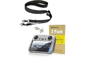LKTOP Displayschutzfolie + Umhängeband für DJI 𝗥𝗖/𝗥𝗖𝟮 Fernbedienungszubehör, HD-Hartglasfolie, 50-63 Zoll, verstellbarer Umhängegurt für die Drohne DJI Mini 4/3 Serie, Mavic 3 Serie, Air 3