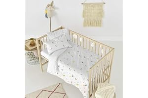 variouss Funda Nórdica Bebé + Funda Almohada – Juego de Cama 2 Piezas – Ropa de Cuna Infantil Suave y Transpirable, Tejido Algodón 100% (Mod. D, 100x135cm Maxicuna)