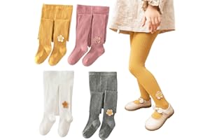 Silkglory Collants Filles,2Pièces Collants Bébé Avec Jolie Décoration de Tournesol,Leggings Bas Sans Couture Collants Nouveau-né Gris/Gingembre/Rose/Blanc,2-9 Ans