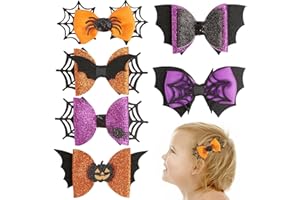 HIFOT 6 Piezas Halloween Barrette Fille,Accessoire Halloween Chauve-souris Citrouille Crâne Coiffe Épingle Barrette Cheveux Fille pour Deguisement Halloween Enfant Accessoire