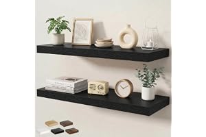 KovaScape svävande hylla, set om 2, 90 cm x 23,5 x 3,8 cm, vägghylla med osynliga hållare, väggbräda för kök, badrum, vardags