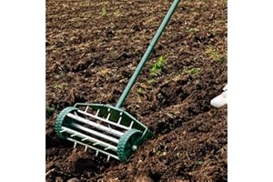 Parkland® Lawn Aerator - 45 X 122 Cm Manual Grass Spike Roller with Splash Proof Fender, 3-Piece Handle, Sharp Steel Spikes To Perforate Any Soil, Lawn Aerator Tool For Outdoor & Garden