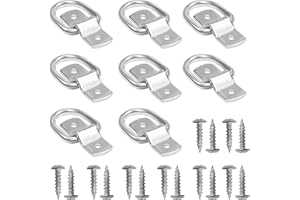 Belle Vous Set di Anelli di Ancoraggio da Parete a D in Ferro con Staffe e Viti (8pz) - 4,6 x 3,8 cm - Supporta 400 kg - Gancio Muro e Gancio Soffitto per Barche, Rimorchi, Merci, Camion e Furgoni