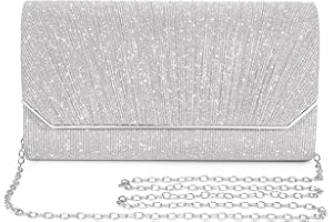 Asvert Pochette Donna, Borse Clutch, Borsa a Tracolla, Bustina Portatutto Donna, Borse da Sera Pelle per Ballo di Fine Anno, Festa (Argento)