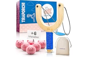 ZORKAM tiraporchi + 6 Maialini - Tiraporchi Ottima Idea Regalo Divertente Per Natale e Amanti Di Tiro - Adatto Per Uso Interno Che Esterno Incluso Borsa Portatile e Scatola Degna