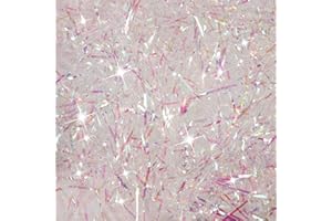 Bestomrogh Shredded Tissue Papers 200g, Raffia DIY Filler Glitter Paper Shreds Box Basket Filling Grass Craft Ribbon for Hamper Packaging Box Stuffing, Iridescent