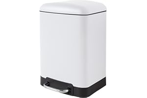 GELCO Design 708985 Poubelle Frein de Chute 6L, Métal, Blanc, 20.5 x 22.5 x 31 cm