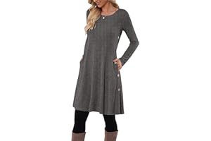 MOLERANI Robe Pull pour Femme à Manches Longues Robe Tunique boutonnée décontractée avec Poches